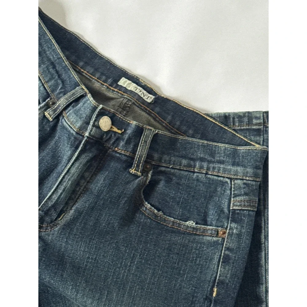 TINT Womens Dark Wash Embroidered Floral Back Pocket Bootcut Jeans Size 4